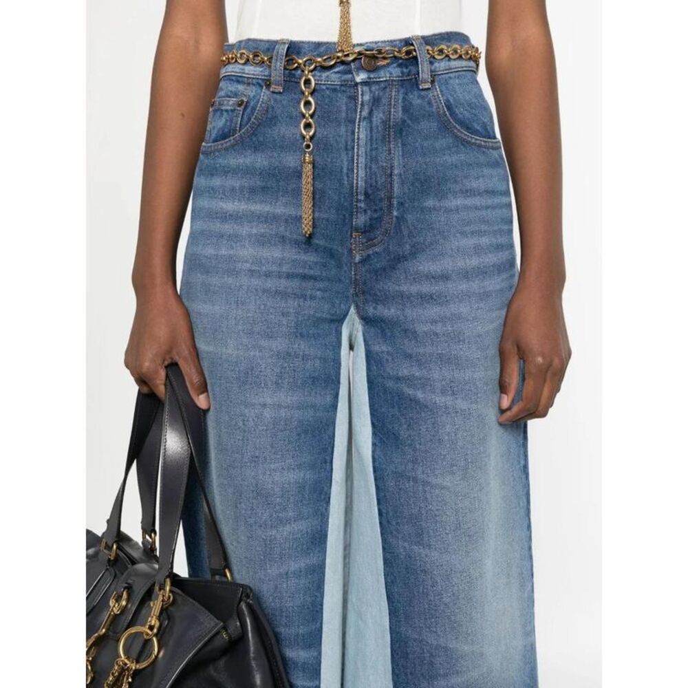 CHLOE Wide Leg Denim Pants with Contrast Panel Women DENIM - Picture 5 of 5